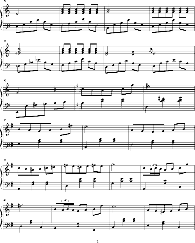 白色恋人-贝莎拉版钢琴曲谱（图2）
