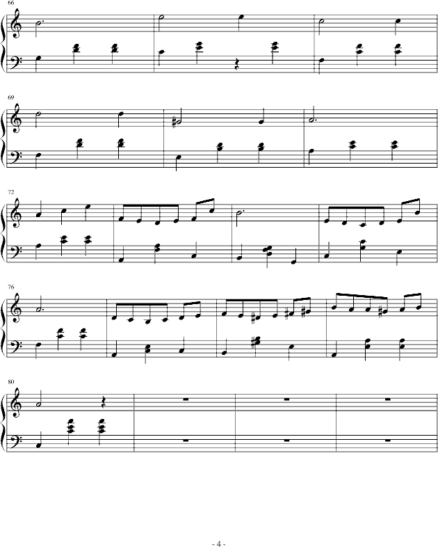 白色恋人-贝莎拉版钢琴曲谱（图4）