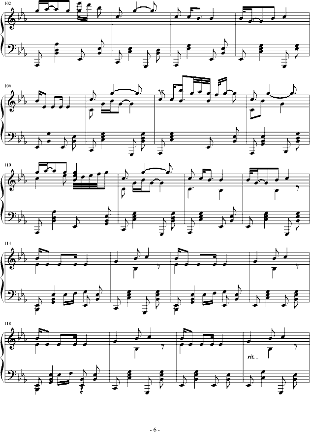 火影忍者主题曲Wind钢琴曲谱（图6）