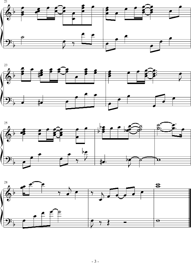 翼·年代记--ユメノツバサ钢琴曲谱（图3）