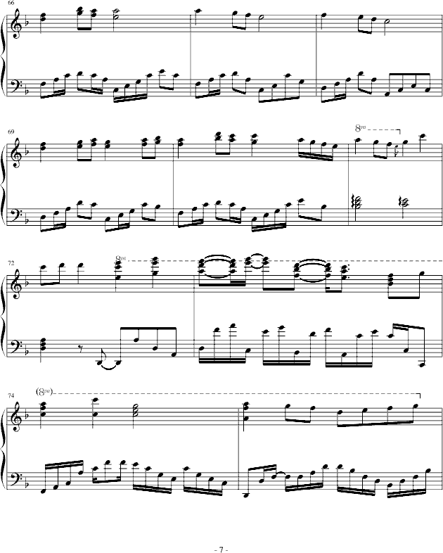 Final Fentasy-幸福版钢琴曲谱（图7）