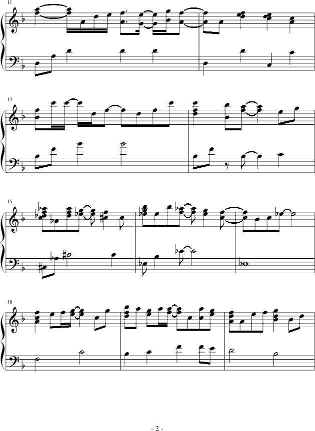 翼·年代记--ユメノツバサ钢琴曲谱（图2）