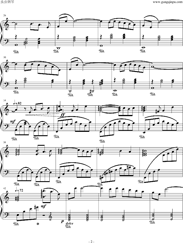 Theme of Love-FinalFandasyIV钢琴曲谱（图2）