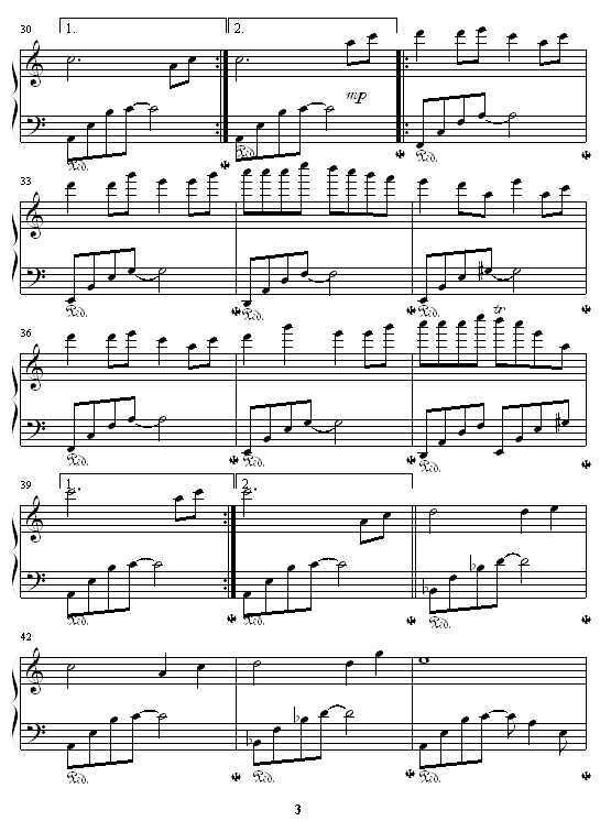 風のとおり道钢琴曲谱（图3）