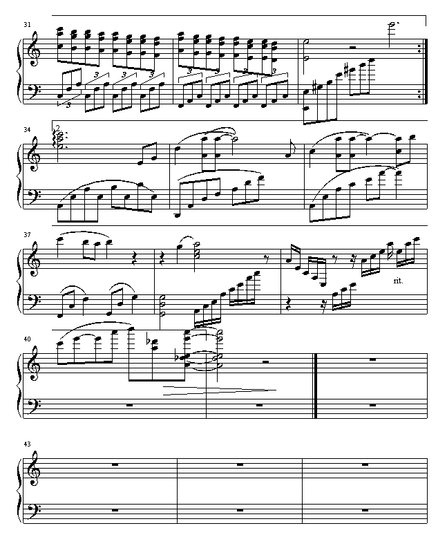 蝶恋-仙剑主题曲-无限版钢琴曲谱（图3）
