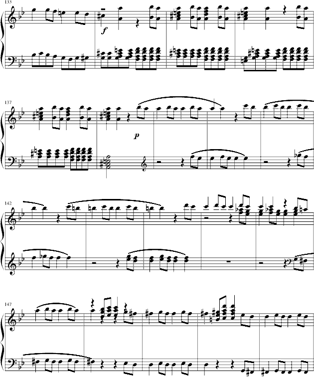 莫扎特第四十号交响曲（第一乐章）钢琴曲谱（图8）