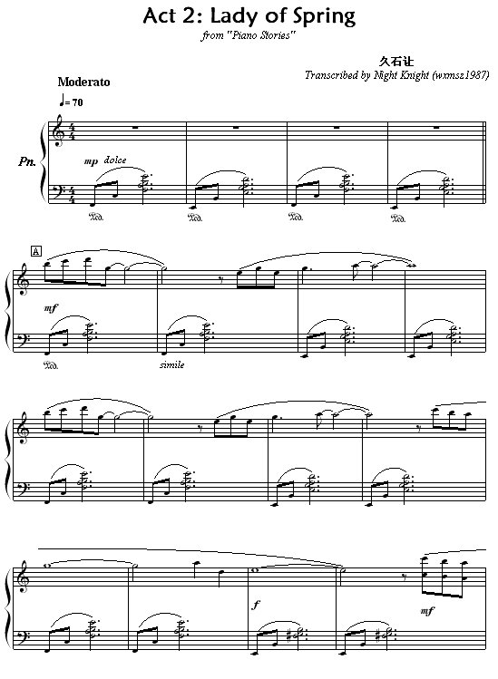 Lady of Spring钢琴曲谱（图1）