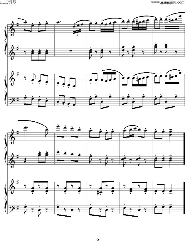 巡逻兵进行曲- 四手联弹钢琴曲谱（图5）