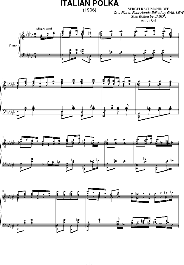 意大利波尔卡钢琴曲谱（图1）