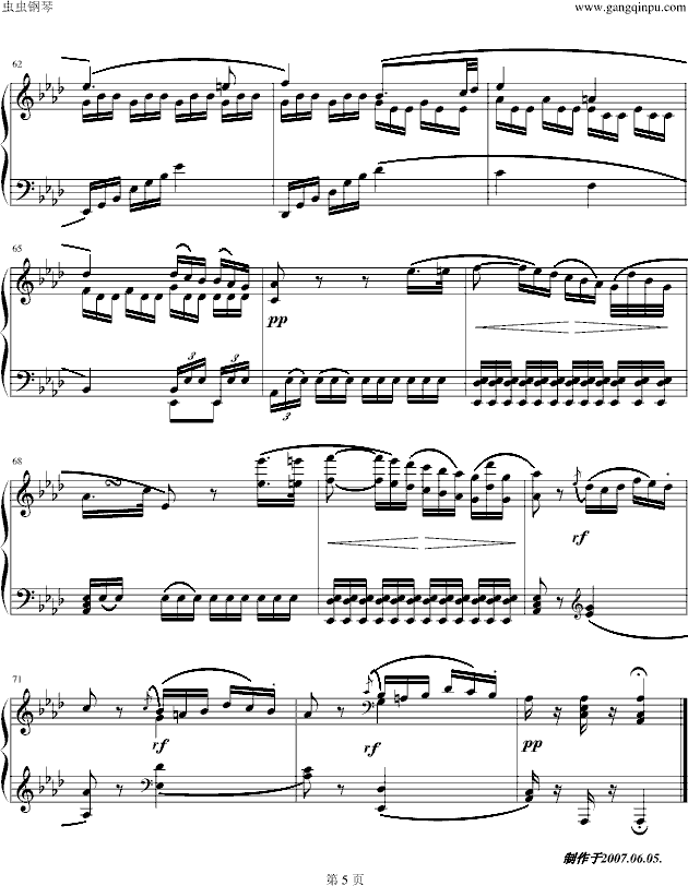 悲怆奏鸣曲-第二乐章钢琴曲谱（图5）