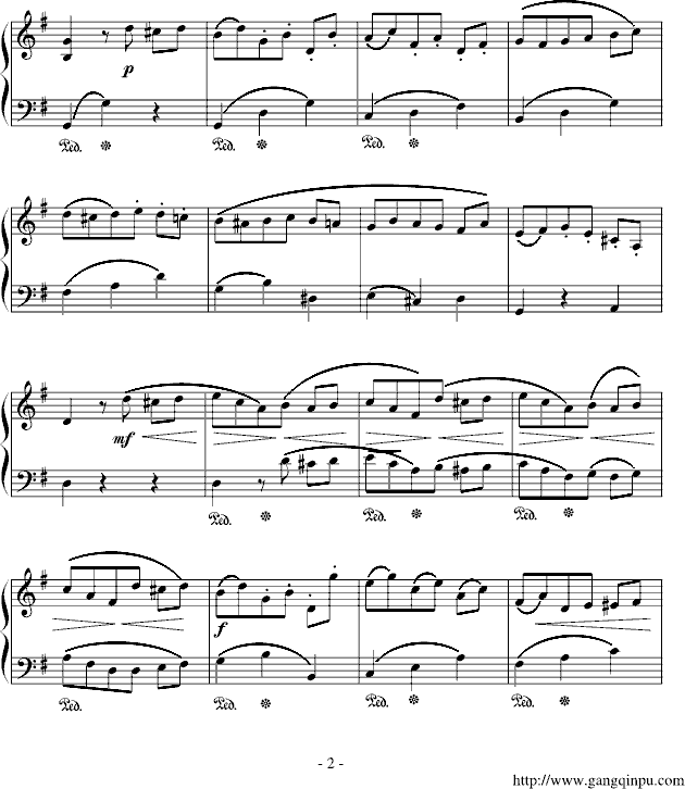 G大调小步舞曲钢琴曲谱（图2）