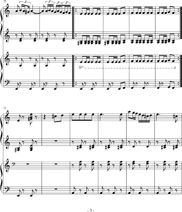西班牙斗牛舞曲-（四手联弹）钢琴曲谱（图3）