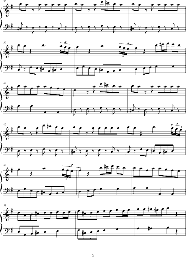 G大调弦乐小夜曲第一乐章钢琴曲谱（图3）