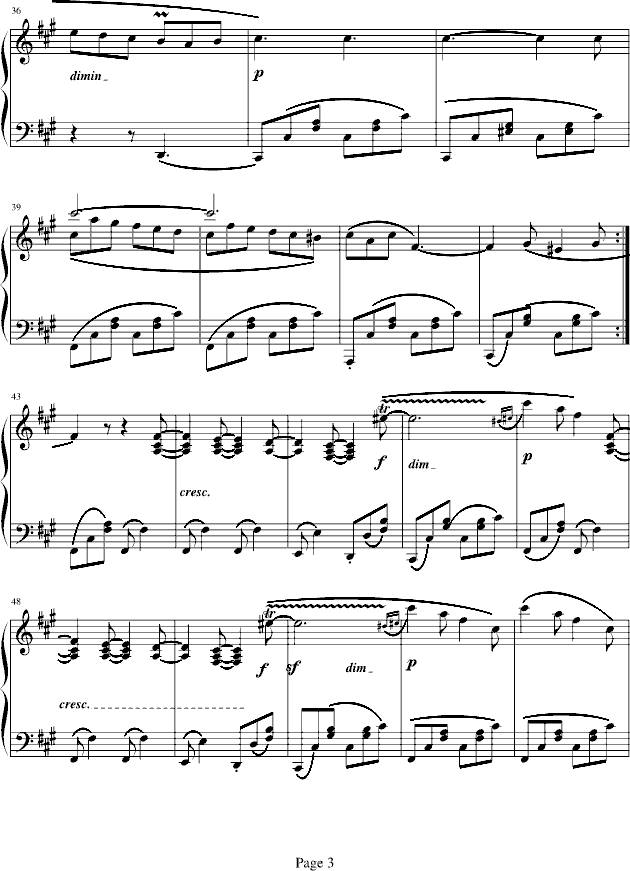 威尼斯船歌—门德尔松钢琴曲谱（图3）
