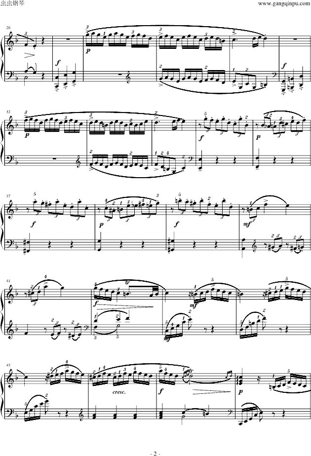 F大调钢琴奏鸣曲第一乐章钢琴曲谱（图2）