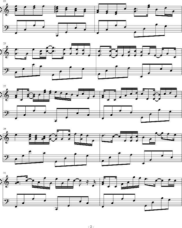 卡农-（简单和弦版）钢琴曲谱（图2）
