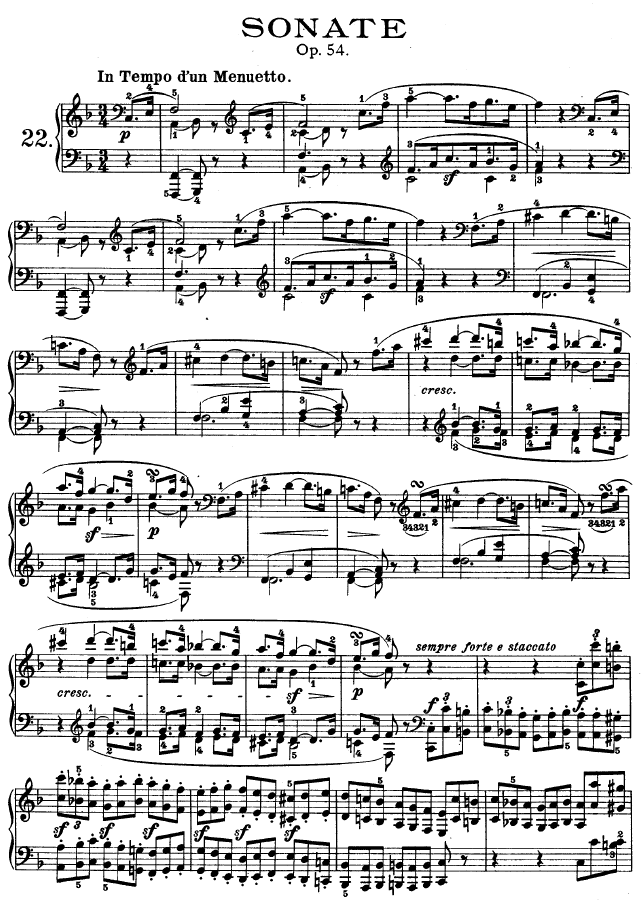 第二十二钢琴奏鸣曲-Op.54钢琴曲谱（图1）