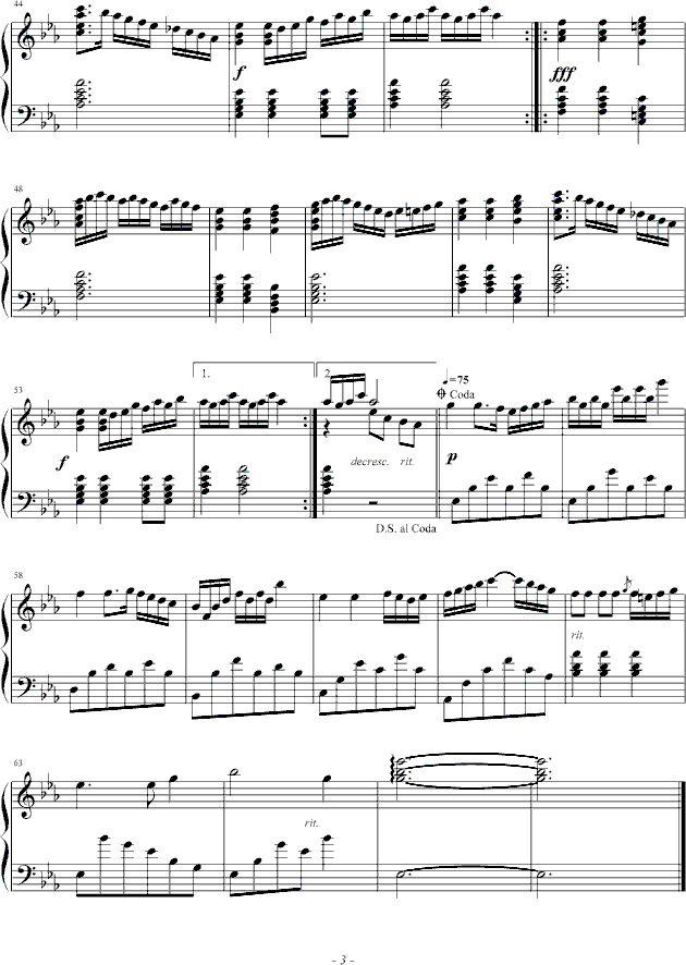 阿莱城姑娘钢琴曲谱（图3）