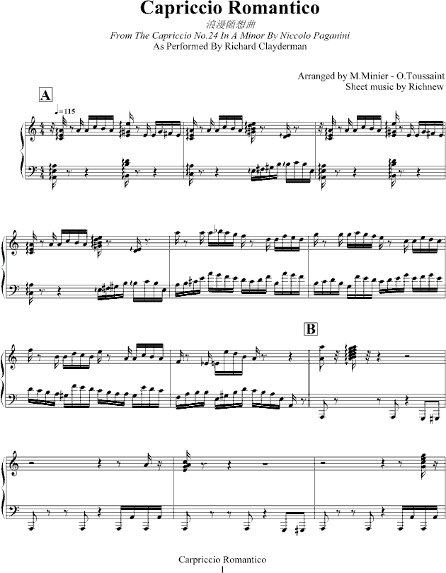 Capriccio Romantico钢琴曲谱（图1）