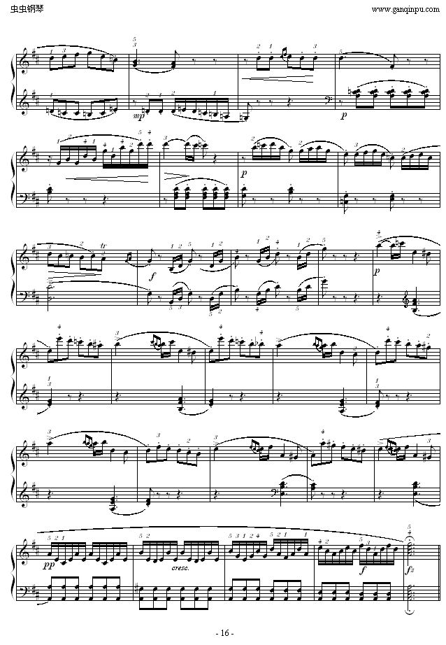 D大调奏鸣曲K.311-完整版钢琴曲谱（图16）