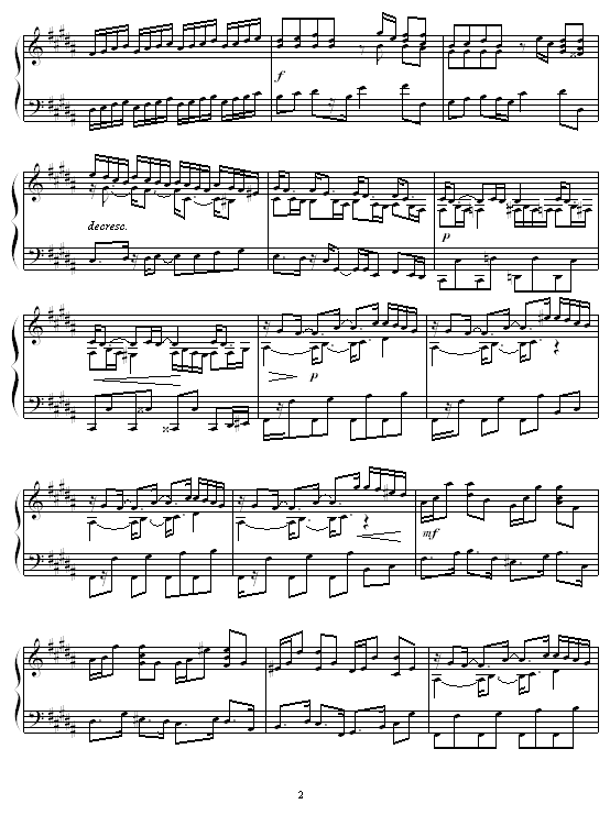 B大调练习曲钢琴曲谱（图2）