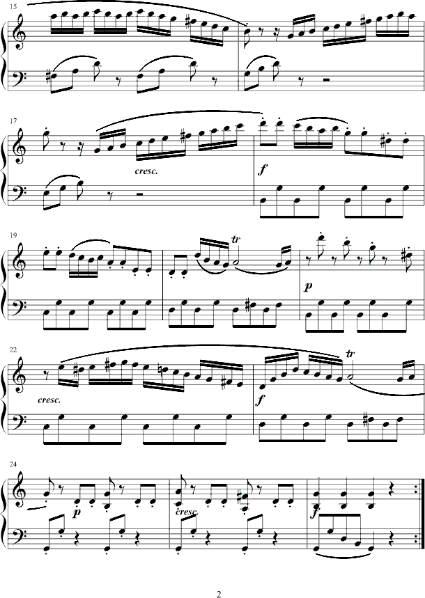 C大调小奏鸣曲第一乐章钢琴曲谱（图2）