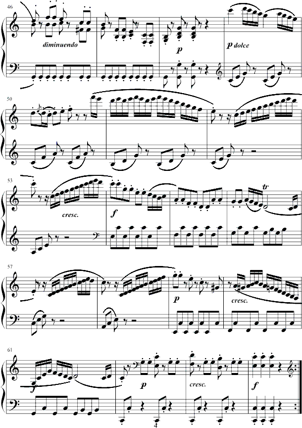 C大调小奏鸣曲第一乐章钢琴曲谱（图4）