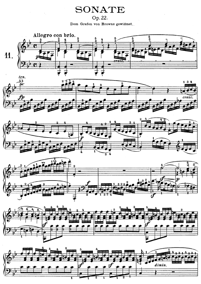 第十一钢琴奏鸣曲-op.22钢琴曲谱（图1）