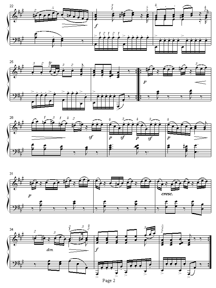 A大调钢琴奏鸣曲K331-寒风钢琴曲谱（图2）
