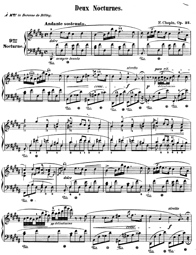 B大调夜曲作品32号 -OP32 NO.2钢琴曲谱（图1）