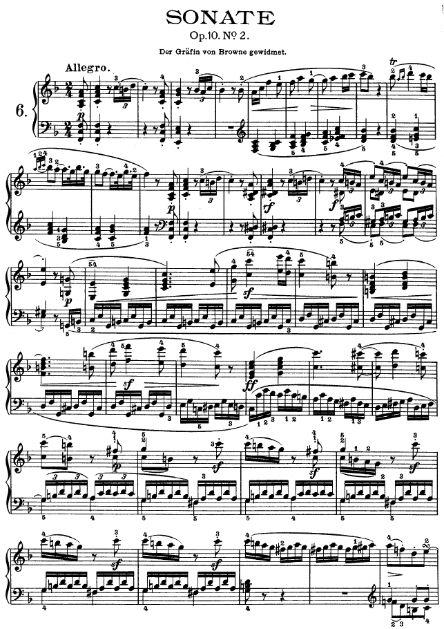 F大调第六钢琴奏鸣曲 - Op.10—2钢琴曲谱（图1）