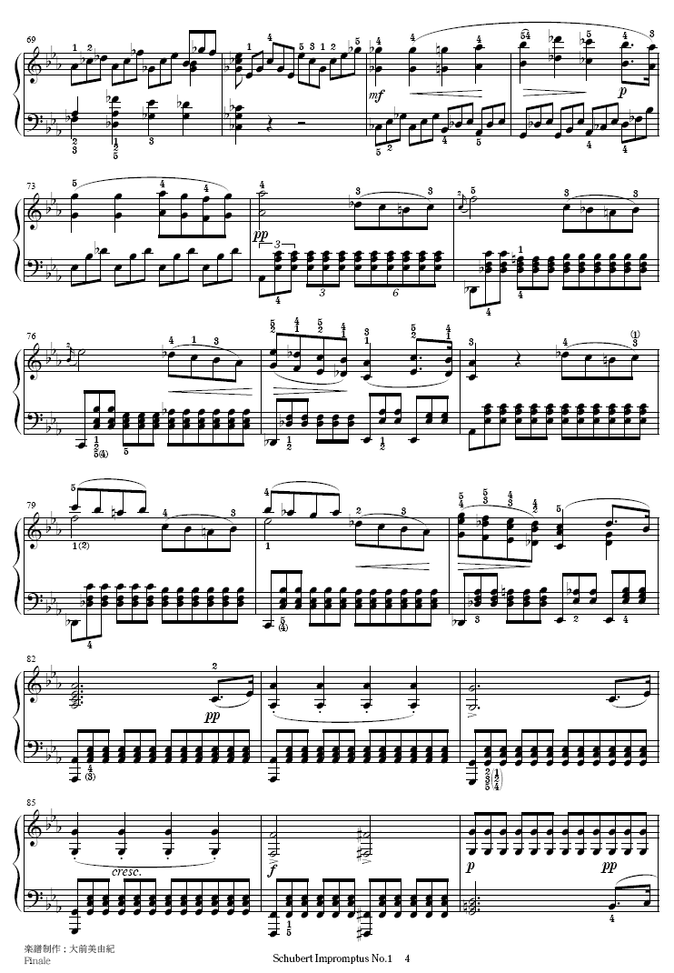 即兴曲Op.90-1钢琴曲谱（图4）