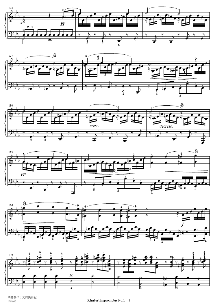 即兴曲Op.90-1钢琴曲谱（图7）