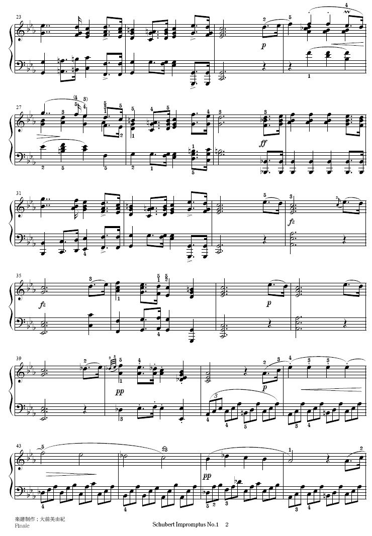 即兴曲Op.90-1钢琴曲谱（图2）