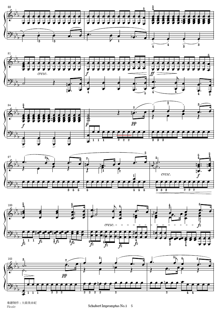 即兴曲Op.90-1钢琴曲谱（图5）