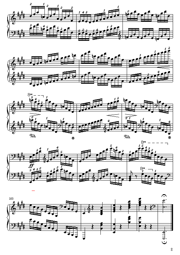 E大调练习曲钢琴曲谱（图8）