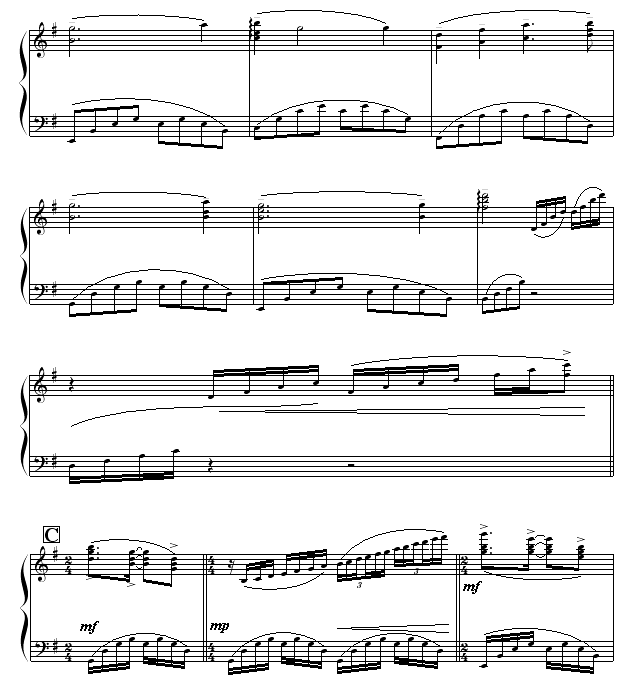 奔放的旋律钢琴曲谱（图2）