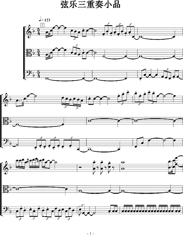 F大调弦乐小品钢琴曲谱（图1）