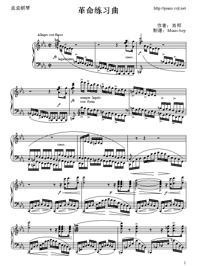 革命练习曲钢琴曲谱（图1）