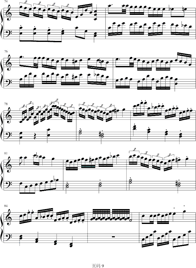 C大调奏鸣曲第一乐章钢琴曲谱（图9）