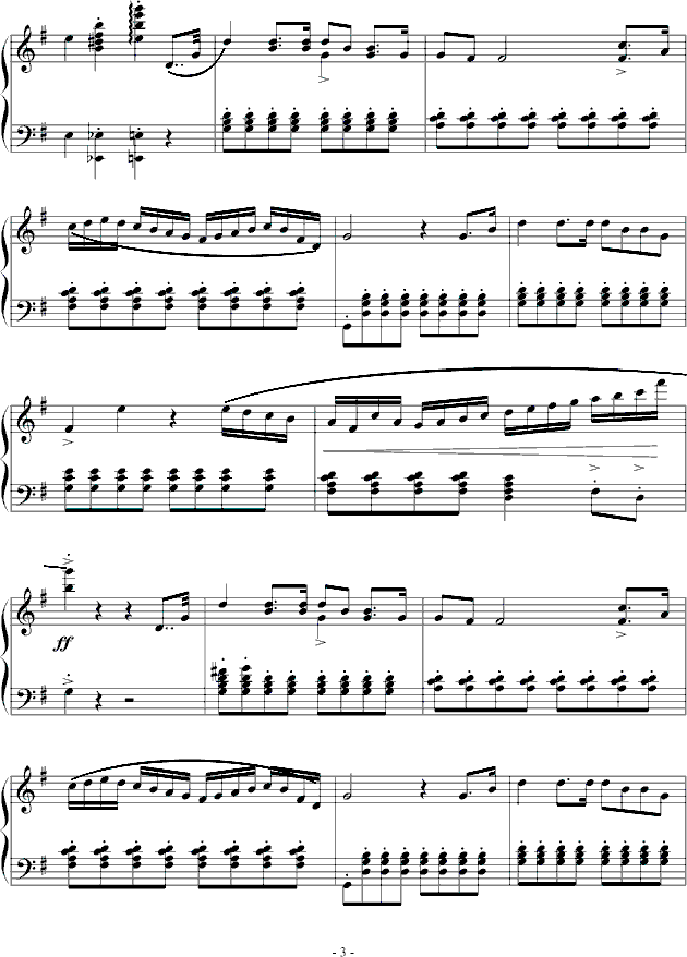 G大调小奏鸣曲第一乐章No.1钢琴曲谱（图3）