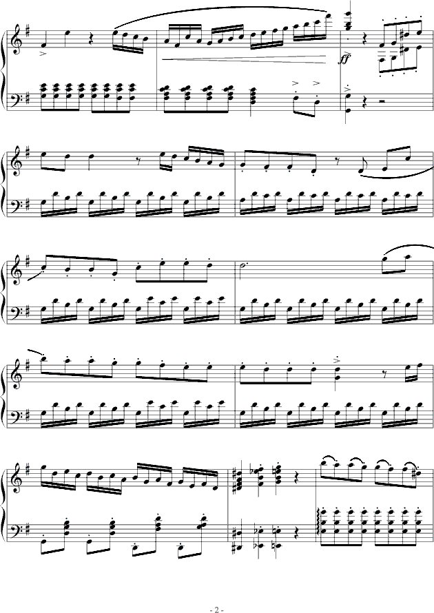 G大调小奏鸣曲第一乐章No.1钢琴曲谱（图2）