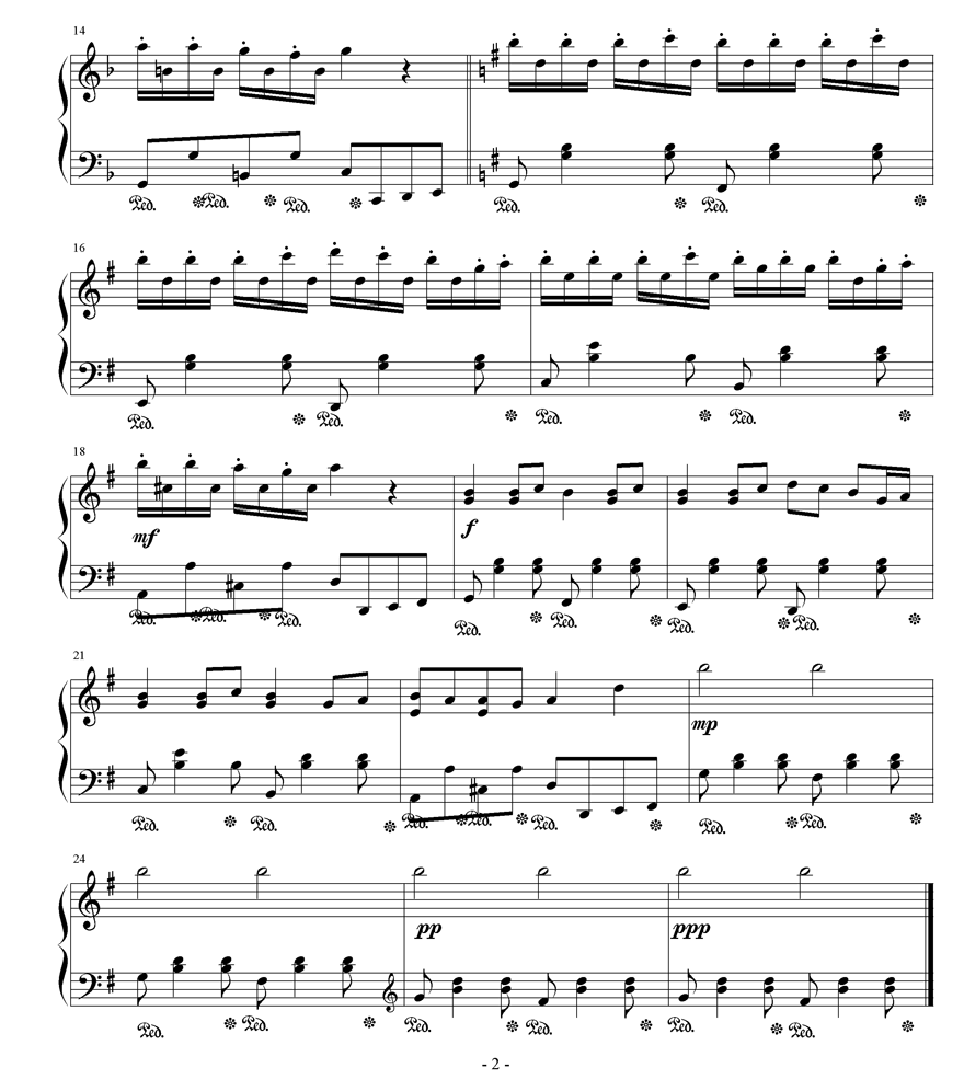 《不能说的秘密》早操钢琴曲谱（图2）