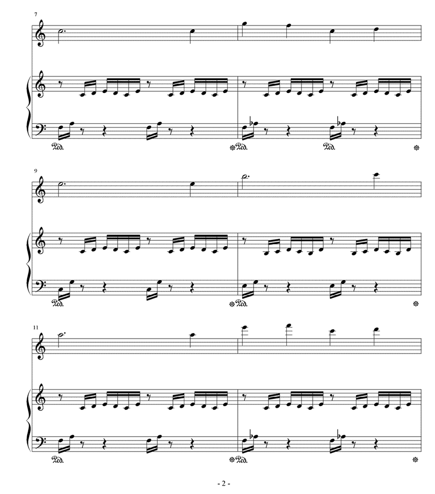 《不能说的秘密》路小雨钢琴曲谱（图2）