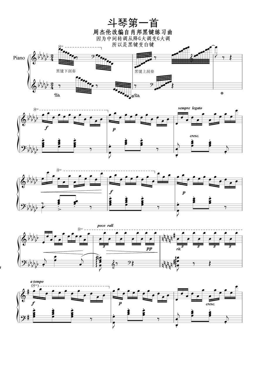 《不能说的秘密》斗琴第一首钢琴曲谱（图1）