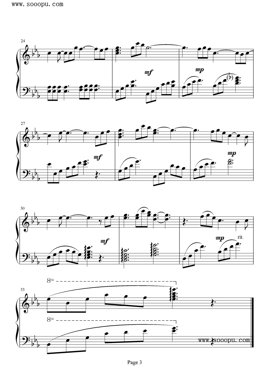 再见我的爱人钢琴曲谱（图3）