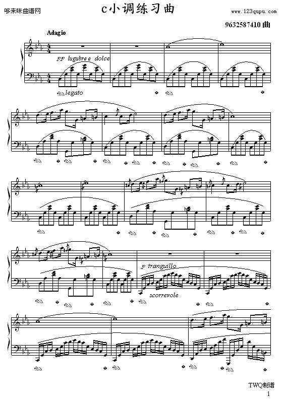 c小调练习曲-9632587410钢琴曲谱（图1）