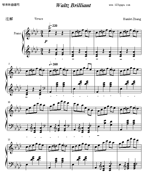 热情华尔滋-Hamlet钢琴曲谱（图1）