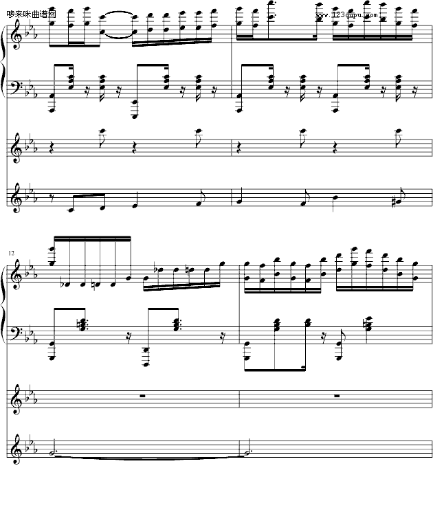 月下-阿鲁卡多-动漫影视钢琴曲谱（图3）