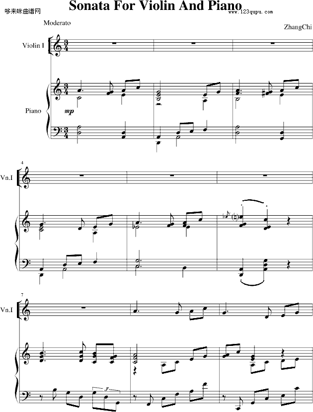 小提琴钢琴奏鸣曲-Hamlet钢琴曲谱（图1）